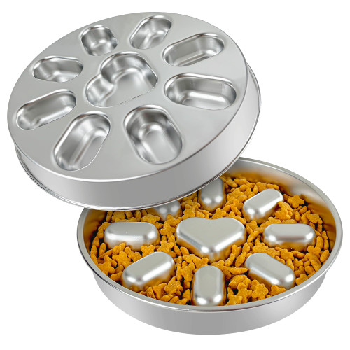 Oiwliur Slow Feeder Dog Bowls with Non-Slip Mat, Stainless Steel Metal Slow Feeder for Small & Medium Dogs, 2 Cups Pet Bowl for Fast Eaters, Slows Down Eating, Dishwasher Safe, Anti-Gulping Dog Bowl