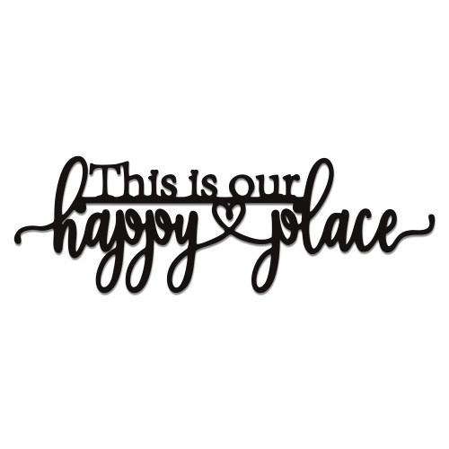 This Is Our Happy Place Sign – Metal Wall Decor for Home & Patio, Family Wall Art with Waterproof Finish – Outdoor Signs for Sunroom, RV & Horizontal Spaces, Christmas Gifts (15.8x5.1inch)