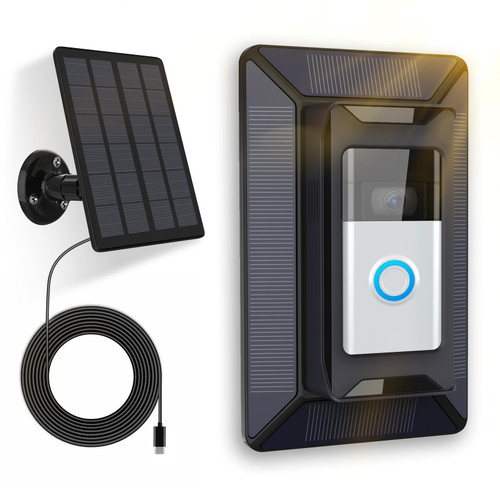 Solar Charger for Ring Doorbell, 2-in-1 with Mount Stand, Compatible with Ring Battery Doorbell 3/4/3 Plus, Ring Battery Doorbell Pro/Plus (2020/2021/2023)