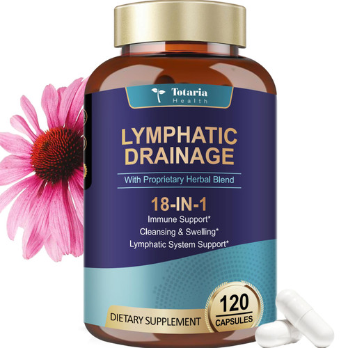 Totaria Lymphatic Drainage Supplements - Lymph MD with Echinacea, Dandelion, Burdock, Bromelain, Vitamin C, Zinc, Selenium, Proprietary Herbal Blend, Lymph System Support, 120 Counts