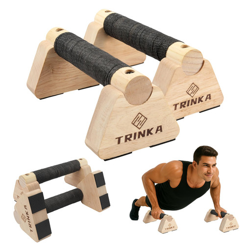 Wooden Parallettes Push Up Bars, 2 PCS Wood Calisthenics Bars with Non-Slip Base, Pushup Handles for Floor Home Fitness, Workout Equipment for Men and Women Strength Training