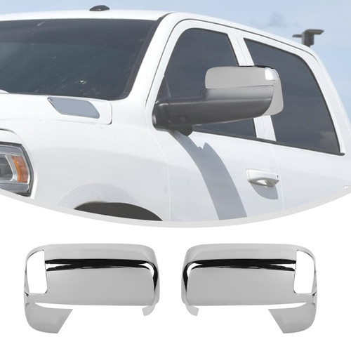 Linskip Driver and Passenger Side Mirror Cover with Side Protection Compatible with Ram 2500/3500 2019 2020 2021 2022, Door Mirror Bezel Caps for Ram 2500 3500 Exterior Accessories(Chrome)