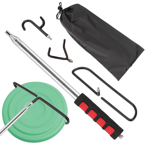 Bgzdxhxyr Disc Golf Retriever Pole, 10 Foot Extendable Pole with 3 Hooks, Disc Golf Retriever Accessories to Retrieve Discs in Water, Trees, Bushes, Rocks
