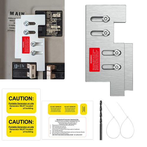 HUBRV Generator Interlock Kit Compatible with Eaton or Cutler Hammer Vertical Throw CH Series CH5 150 or 200 amp, 2 1/4" Spacing Between Main and GEN Breaker