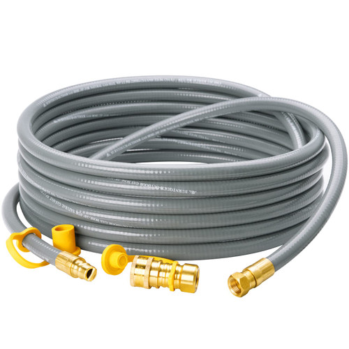 CALPOSE 25 Feet 3/8 inch ID Natural Gas Grill Hose with Quick Connect Fittings, Natural Gas Line for Grill, Pizza Oven, Heater and More Low Pressure Appliance