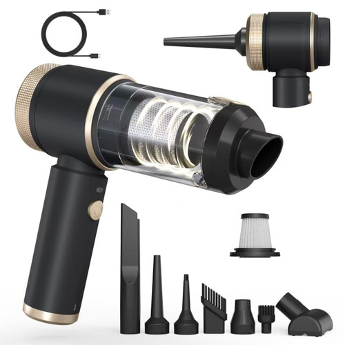 7 in 1 Car Vacuum Portable Cordless ,16000PA Strong Suction Handheld Car Cleaner With Dual HEPA Filters,LED Light,Type-C Charging Mini Vacuum, One-Click Empty Compact For Home Cleaning and Office