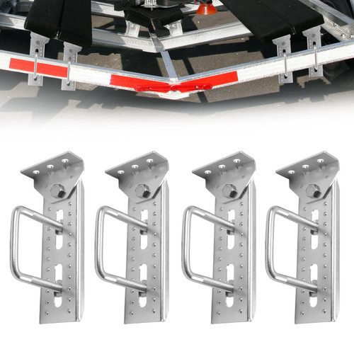 4PCS 8" Heavy Duty Boat Trailer Bunk Brackets,Adjustable Galvanized Swivel Top Bunk Bracket with Square U-Bolts for 3"x3",2"x3",1.5"x3" Boat Trailer Crossmember