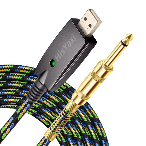 HixYaxi USB Guitar Cable Guitar to Pc Interface USB to 6.35mm 1/4 inch TS Instrument Cable Recording Instrument Electric Guitar Cord Compatible with Windows Mac OS for Guitar Bass - 10FT/3.1M