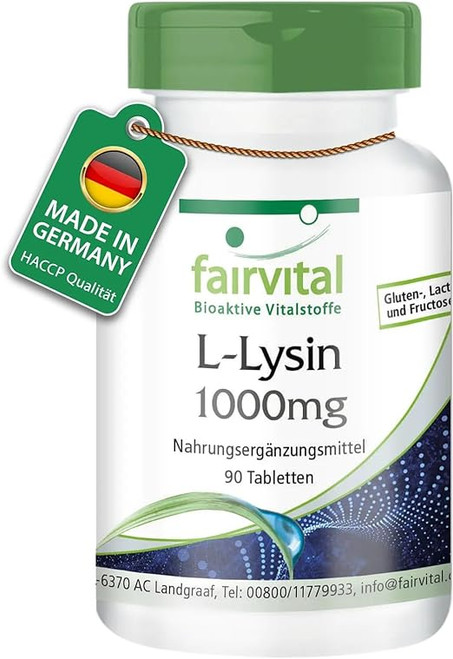 Fairvital High Dose Lysine – 1000 mg – High Dose – 90 Tablets – Lysine Hydrochloride