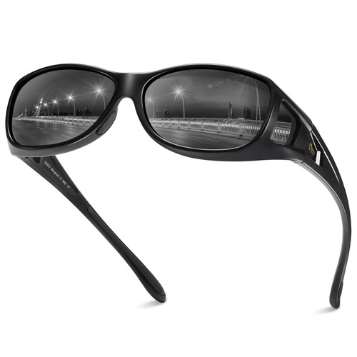DUCO Polarized Wraparound Fitover Glasses Wear Over Sunglasses for Men Women UV Protection Sun Glasses 8953