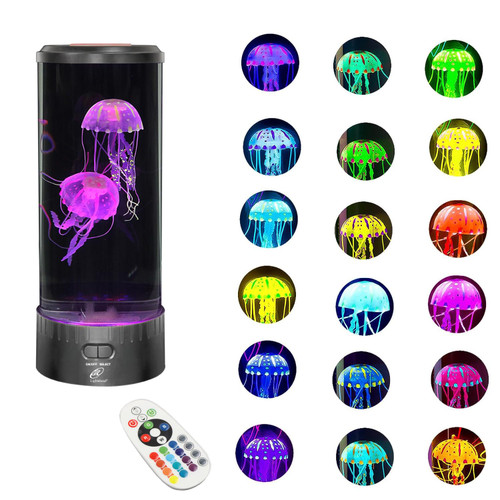 Lightahead Large Round LED Jellyfish Lamp – 18 LEDs with Vibrant Color-Changing Effects – The Ultimate Sensory Fake Aquarium for Decoration, Autism, ADHD, Stress & Anxiety Relief – Ideal Gift (Large)