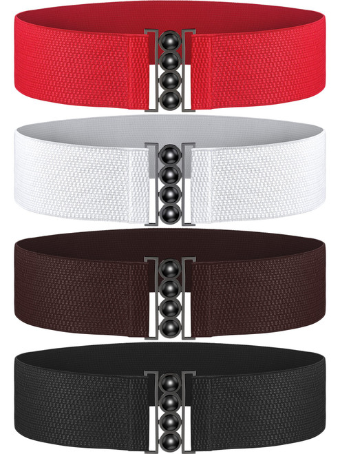 Chuangdi 4 Pack Womens Wide Elastic Waist Belt Vintage Wide Hook Plus Stretchy Elastic Waist Belt Waistband Corset Cinch Waistband(style 1, Size 1) Chuangdi 4 Pack Womens Wide Elastic Waist Belt Vintage Wide Hook Plus Stretchy Elastic Waist Belt Waistband Corset Cinch Waistband(style 1, Size 1)