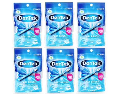 DenTek Easy Brush Wide Interdental Cleaners 16 Count (Pack of 6)