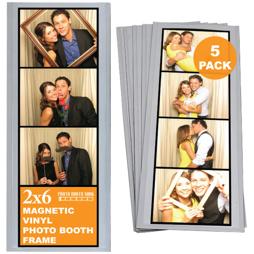Photo Booth Nook | 2x6 Flexible Magnetic Photo Booth Picture Frames (5 Count) | Crystal Clear Display with Strong Magnet