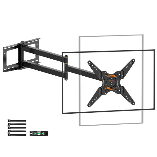 WHYFONE 48'' Extension Long Arm Rotating TV Wall Mount Heavy Duty, Landscape to Portrait Full Motion TV Mount Vertical for 26''-65'' Screens, VESA 400x400mm,16''Wood Stud/Concrete/Brick Wall