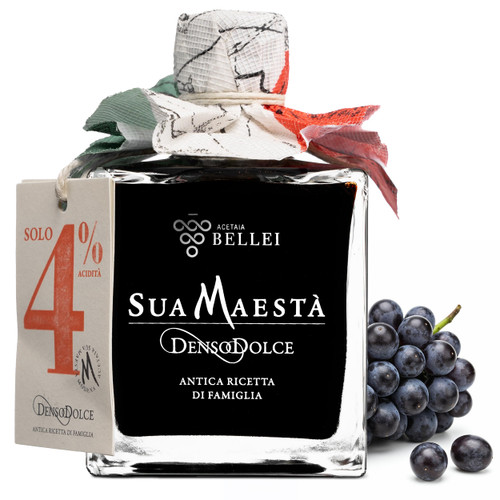 Acetaia Bellei Sua Maestà Denso Dolce – Rich & Thick Italian Balsamic Condiment with Cooked Grape Must, Wine Vinegar & Balsamic of Modena, Light Acidity – 250ml