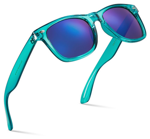 Retro Rewind Translucent Frame Colorful Neon 80s Sunglasses for Men Women - Reflective Mirrored Lens