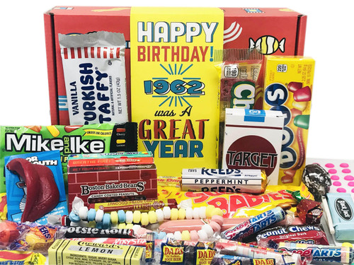 RETRO CANDY YUM ~ 1962 64th Birthday Gift Box Nostalgic Candy Mix from Childhood for 64 Year Old Man or Woman Born in 1962 Jr