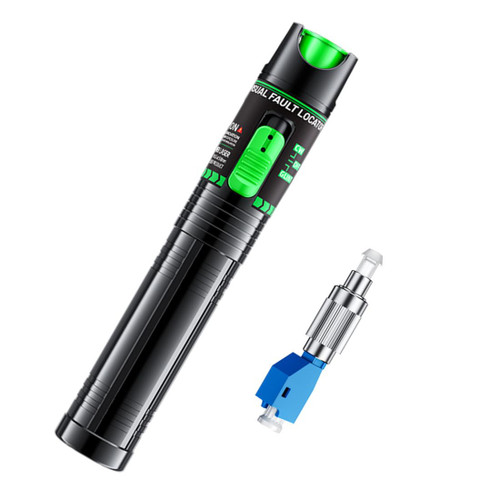 Green Light Fiber Optic Tester - Visual Fault Locator, 510nm Wavelength, Compatible with SC/FC/ST/LC Interfaces, Ideal for Network Maintenance & Data Center Technicians.