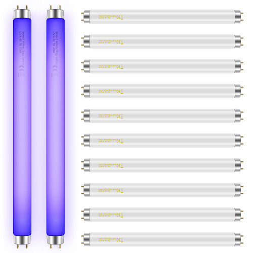 Qualirey 12 Pack Bug Zapper Replacement Light Bulbs 10W for 20W Indoor Bug Zapper, BL T8 F10W 13Inch Light Tube Compatible with Aspectek, Liba, Micnaron, Lulu Home and Other 20W Mosquito Lamp