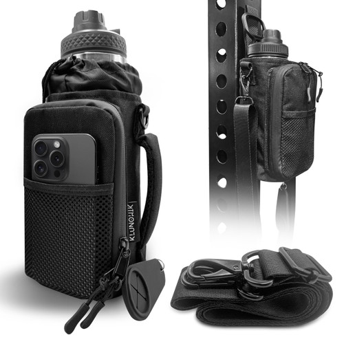 Magnetic Gym Bag – Water Bottle Holder with Strap | Crossbody Gym Pouch with Towel Hook & Phone Pocket | Hands-Free Bottle Carrier for Gym, Travel, & Outdoors