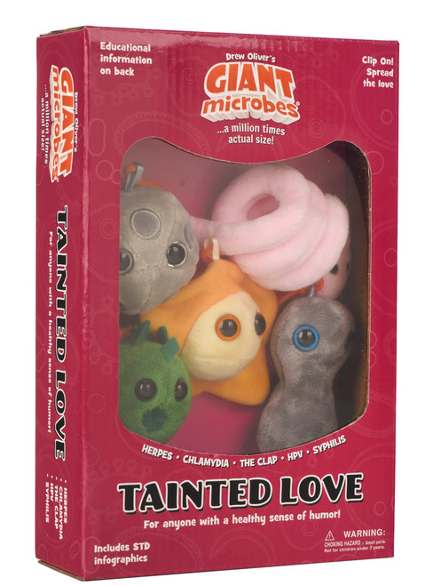 GIANTmicrobes Tainted Love Themed Gift Box, STIs, STDs, Medical Lab Technician Gifts, OBGYN Gifts for Doctors, Infection Prevention Gift, Infection Control Nurse, Medical Presents, Bag Charms