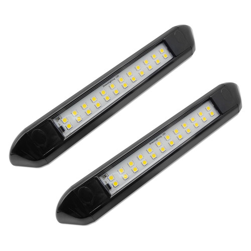 RV Lights Exterior 12V RV Porch Light 12 Volt LED Trailer Lights Outdoor Awning Light RV Accessories for Outside 7000K Cool White Lighting 5.4W 350Lumens 10inch Black Shell, no Switch, Pack of 2