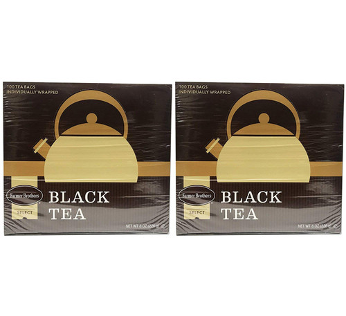 Farmer Brothers Tea Bags, Tea - Black Tea, 2 box 100 count ea box 200 ct total Hot Brew individually wraped