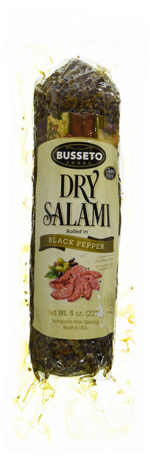 Busseto Dry Cured Salami, Black Pepper, 8 Ounce