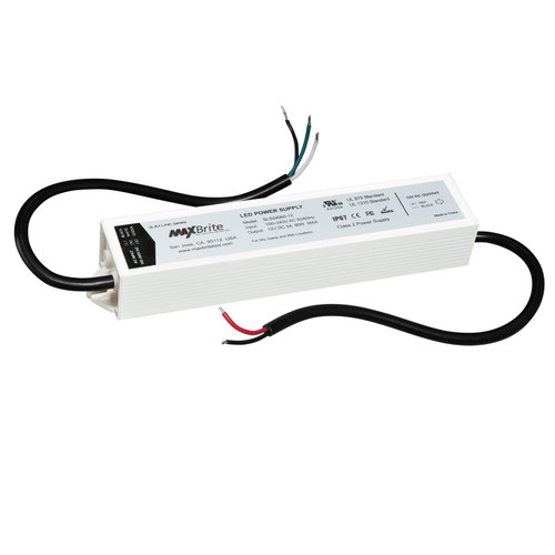 60W LED Power Supply, 12V DC Output, 100-240V AC Input, IP67 Waterproof, UL/cUL Certified, CE, RoHS, Class 2