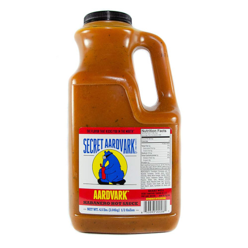 Secret Aardvark Habanero Hot Sauce - Habanero Peppers & Roasted Tomatoes, Medium Spiced Hot Sauce, BBQ Sauce, Non-GMO, Low Sugar, Low Carb, Hot Sauce & Marinade - 64 fl oz 1 Pack
