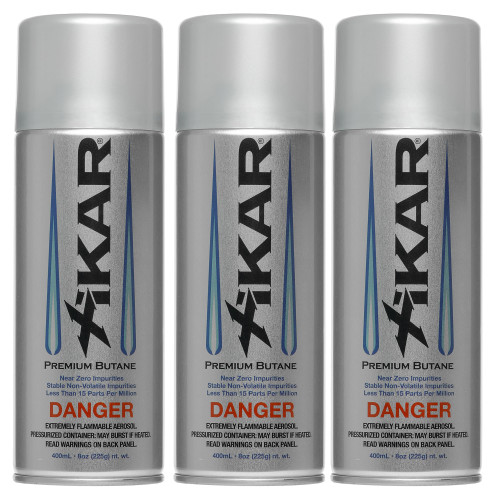 Xikar PUROFINE Premium Butane Fuel Refill with 0 Impurities - Premium Quality Fuel for Jet Flame Lighters and Torches - High Altitude Formula, 8oz (400ml) Pack of 3