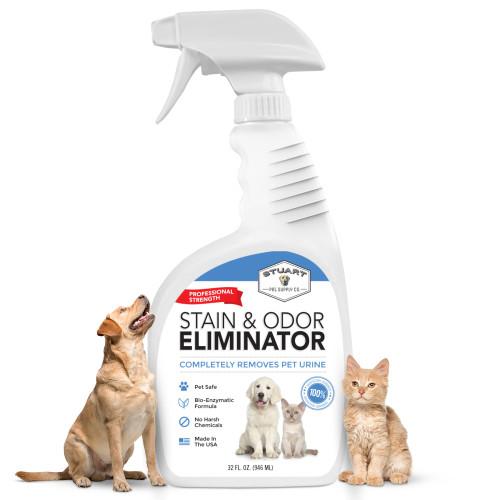 Stuart Pet Supply Co. Professional Strength Pet Stain and Odor Eliminator Urine Odor Remover Pet Urine Enzyme Cleaner Enzymatic Cleaner for Dog Urine and Cat Urine Pet Odor Eliminator (32 oz.)