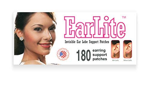 EarLite 180 (60 Ea X 3 packs) Invisible Earring Ear Support Waterproof Patches in ZipLock Pouch - Made in USA