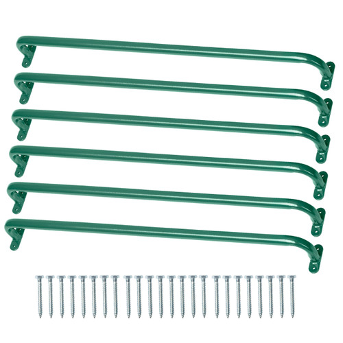 Barcaloo 22 Inch Grab Handle Bars for Backyard - Set of 6, Green Metal Safety Handles for Kids Indoor or Outdoor for Backyard, Basement Ceiling, Playground Ladder, Jungle Gym, Monkey Bars, Swing Set