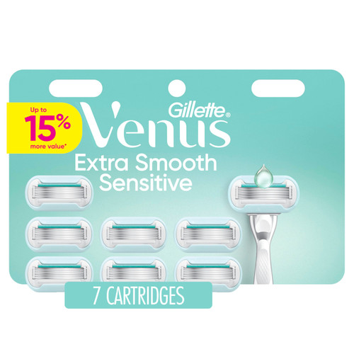 Gillette Venus Extra Smooth Sensitive Women’s Razor Blades for Sensitive Skin, 5-Bladed Razor Refills, 7 Count