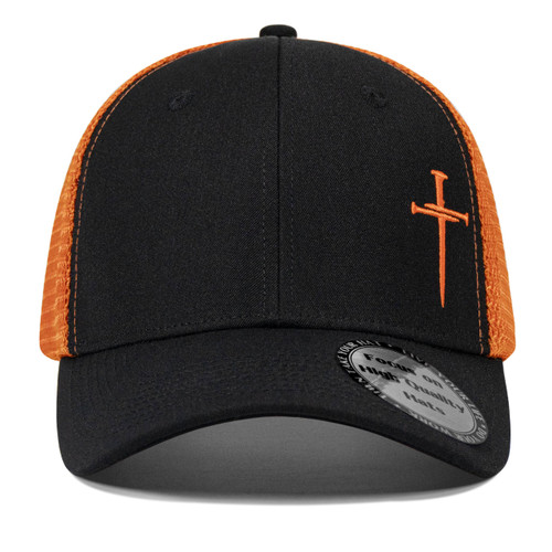 Christian Hats for Men Women,Jesus 3 Nail Cross Hat Christian Religious Gifts for Birthday/Christmas,Black and Orange
