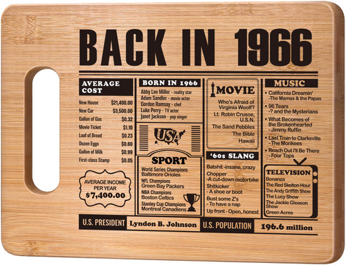 60th Birthday Gifts for Women Men,60 Year Old Birthday Gifts for Her Him,60 Years Gifts for Mom Dad Grandparents Wedding Anniversary,Back In 1966 60s Birthday Decorations Engraved Bamboo Cutting Board