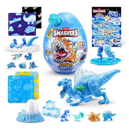 Smashers Mega Jurassic Light Up Ice Age (Spinosaurus) by ZURU, Smashable Egg Toy for Boys