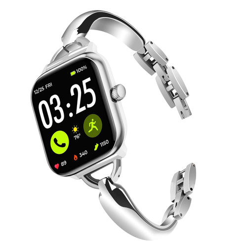 LYSANDRA Compatible for Spade & Co Health Smartwatch 4 Bands, stainless steel Shiny Fancy Wristband, Stylish Replacement Slim Strap Compatible for Spade & Co Health Smartwatch 4 (Silvery)