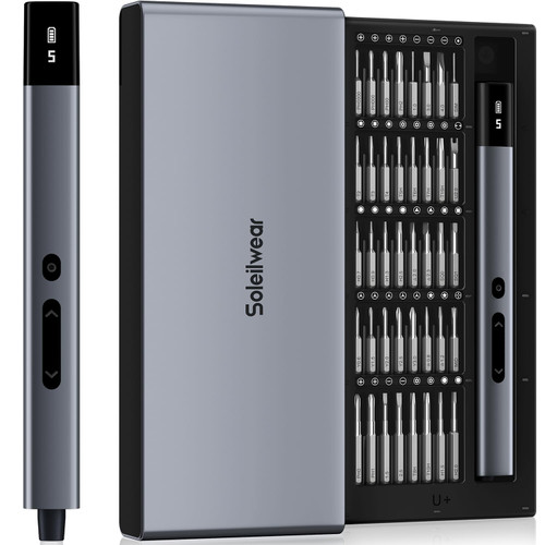 Mini Electric Screwdriver Set, Small Electric Precision Screwdriver with 5 Torque Levels, Max 0.75N.m, 500mAh Battery, 50-in-1 Cordless Power Screwdriver Kit for Laptop, Phone & Electronics Repair