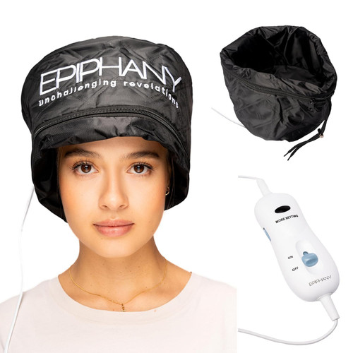 Epiphany Heat Cap for Deep Conditioning Hair Treatments – Electric Thermal Cap with 9 Heat Settings, Removable Washable Liner, Adjustable Fit, Long 8ft Cord, Embroidered Logo – Hair Repair & Hydration