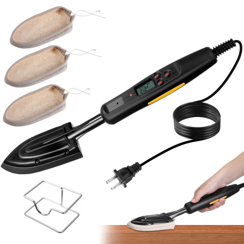 Edge Banding Iron Digital LCD, Veneer Edge Banding Sealing Iron, 212°F - 428°F(100°C to 200°C) Adjustable Temperature,110V, 3 Cotton Socks, Metal Stand, for Woodworking, Veneer & Crafts