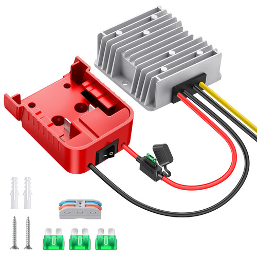 18V to 12V Step Down Converter for Milwaukee M18 Battery, DC Voltage Reducer Transformer 12V 20A 240W Buck Converter Power Wheel Battery Adapter with Over Discharge Protection, Switch and Fuse