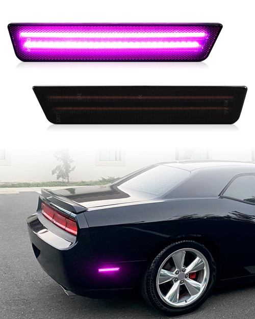 PWOBVZ Pink Purple Rear Side Marker Lights Compatible With Dodge 2011-2014 Charger & 2008-2014 Challenger, LED Fender Sidemarker Parking Lamps, Smoked Lens 2PCS