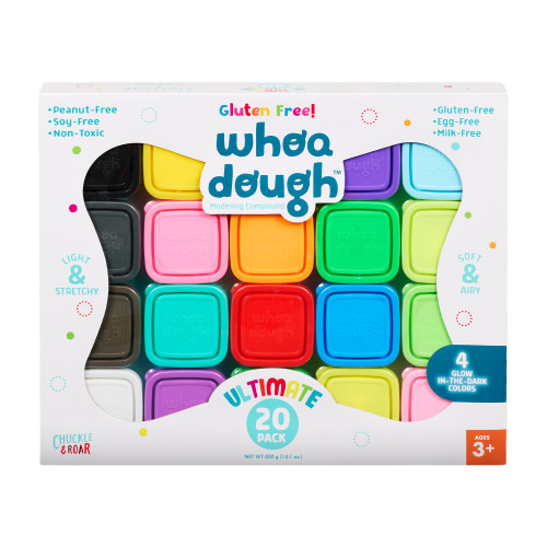 Chuckle & Roar - Whoa Dough Ultimate Pack - 20 Whoa Dough Containers - Safe and Non-Toxic - Glows in Dark - Ages 3 and Up