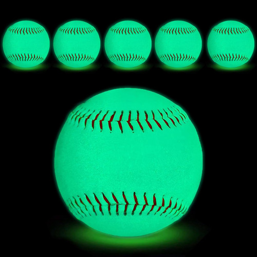 HolyElks Glow in The Dark Baseball 6 Pack, Light up Baseball for Night Games, Playing Catch and Hit for Night, Cork Rubber Center, Training Gift for Fans Games (Box of 6)
