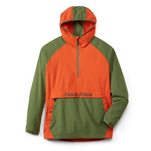 Field & Stream Men's Cloud Cover Nylon Anorak Jacket, Orange/Dark Olive, Large