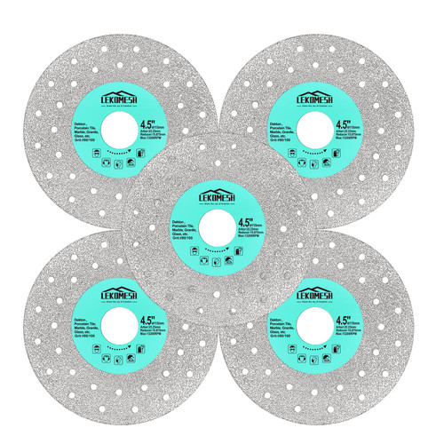 LEKOMESH Rock Slab Grinding Disc – 4.5 Inch Glass Cutting Disc 5PCS, Angle Grinder Diamond Blade for Tile Cutting Disc, Tile Grinder Blade for Stone, Marble, Granite, Glass