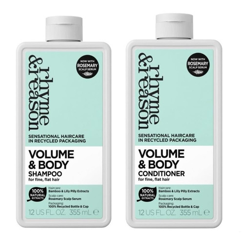 Rhyme & Reason 12 fl oz VOLUME & BODY Shampoo and Conditoner Set For Fine, Flat Hair
